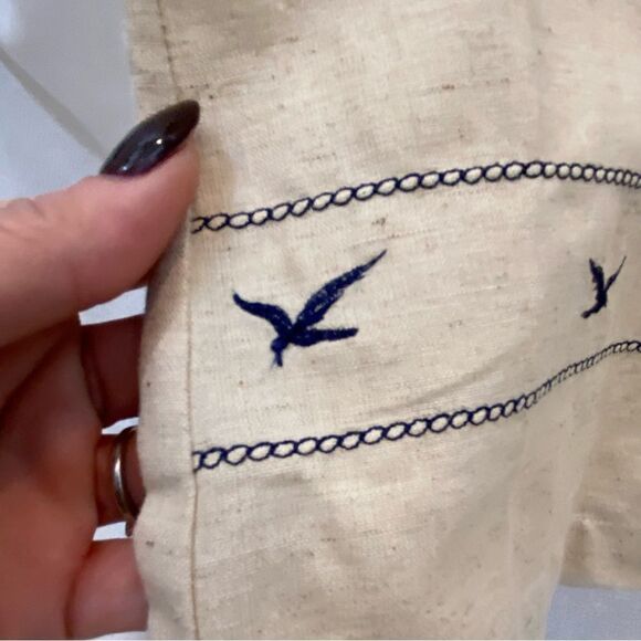 Lemon Grass Linen Blend Nautical Themed Bib‎ Dress Size Medium Petite - Picture 6 of 12